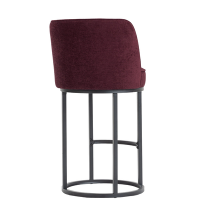 Modern barrel upholstered accent bar stool with backrest by Start2Finish, featuring stylish home seating design and comfortable padding.