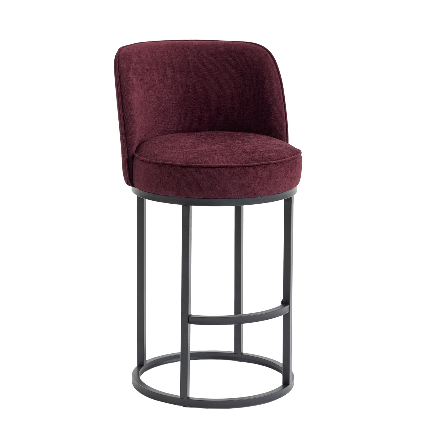 Modern barrel upholstered accent bar stools with backrests by Start2Finish, featuring stylish design and comfortable seating.