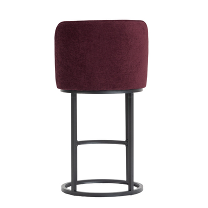 Modern barrel upholstered accent bar stool with backrest, stylish home seating by Start2Finish, featuring a cushioned seat and sleek design.