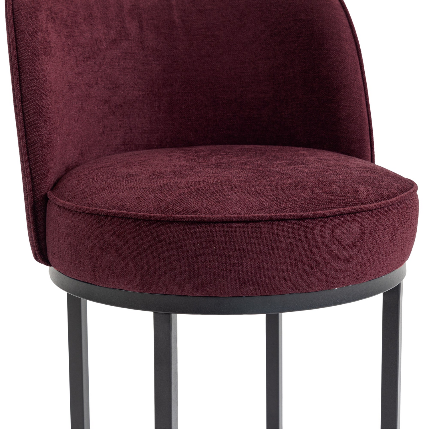 Start2Finish modern barrel upholstered accent bar stool with backrest for stylish home seating, featuring a plush cushion and sleek design.