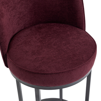 Modern barrel upholstered accent bar stool with backrest, featuring stylish design and comfortable seating for home decor.