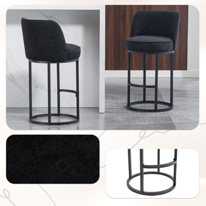 Modern Start2Finish barrel upholstered bar stool with backrest, featuring stylish home seating and sleek design.