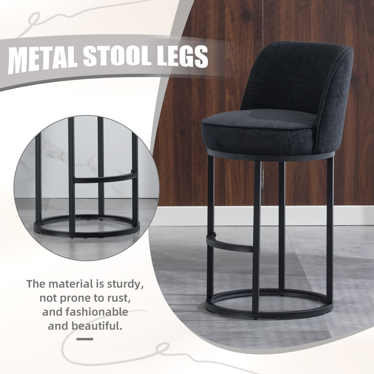 Start2Finish modern barrel upholstered accent bar stools with backrest, stylish home seating, featuring plush fabric and sleek design.