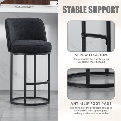 Start2Finish modern barrel upholstered accent bar stools with backrest, stylish home seating with padded seats and sleek design.