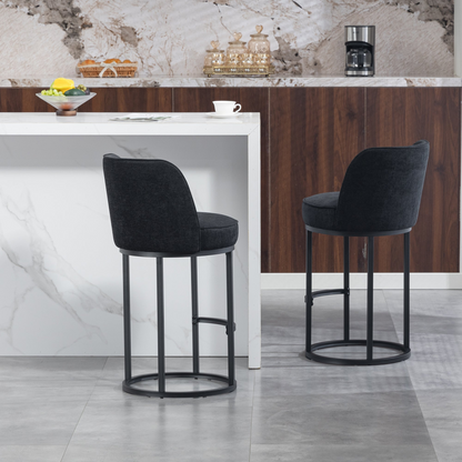 Modern barrel upholstered accent bar stools with backrests from Start2Finish, featuring plush fabric and sleek design for stylish home seating.