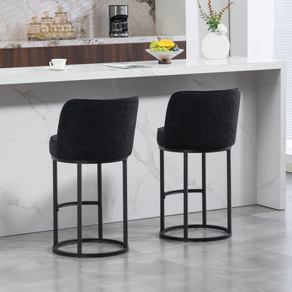 Modern barrel upholstered accent bar stool with backrest by Start2Finish, featuring stylish design and comfortable home seating.