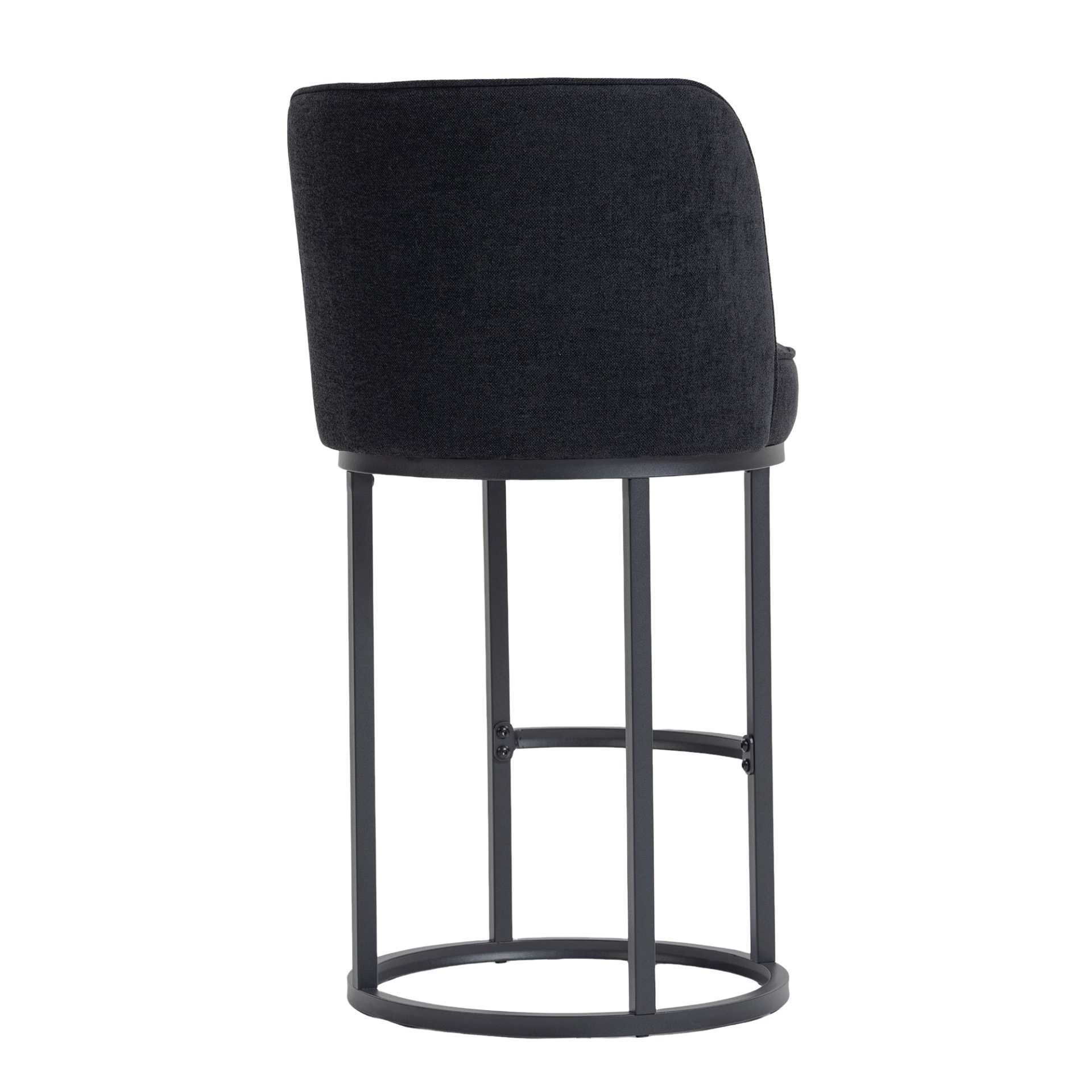 Modern barrel upholstered accent bar stools with backrests from Start2Finish, featuring stylish seating for home bars or counters.