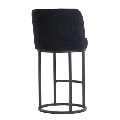 Modern barrel upholstered accent bar stools with backrests from Start2Finish, featuring stylish seating for home bars or counters.