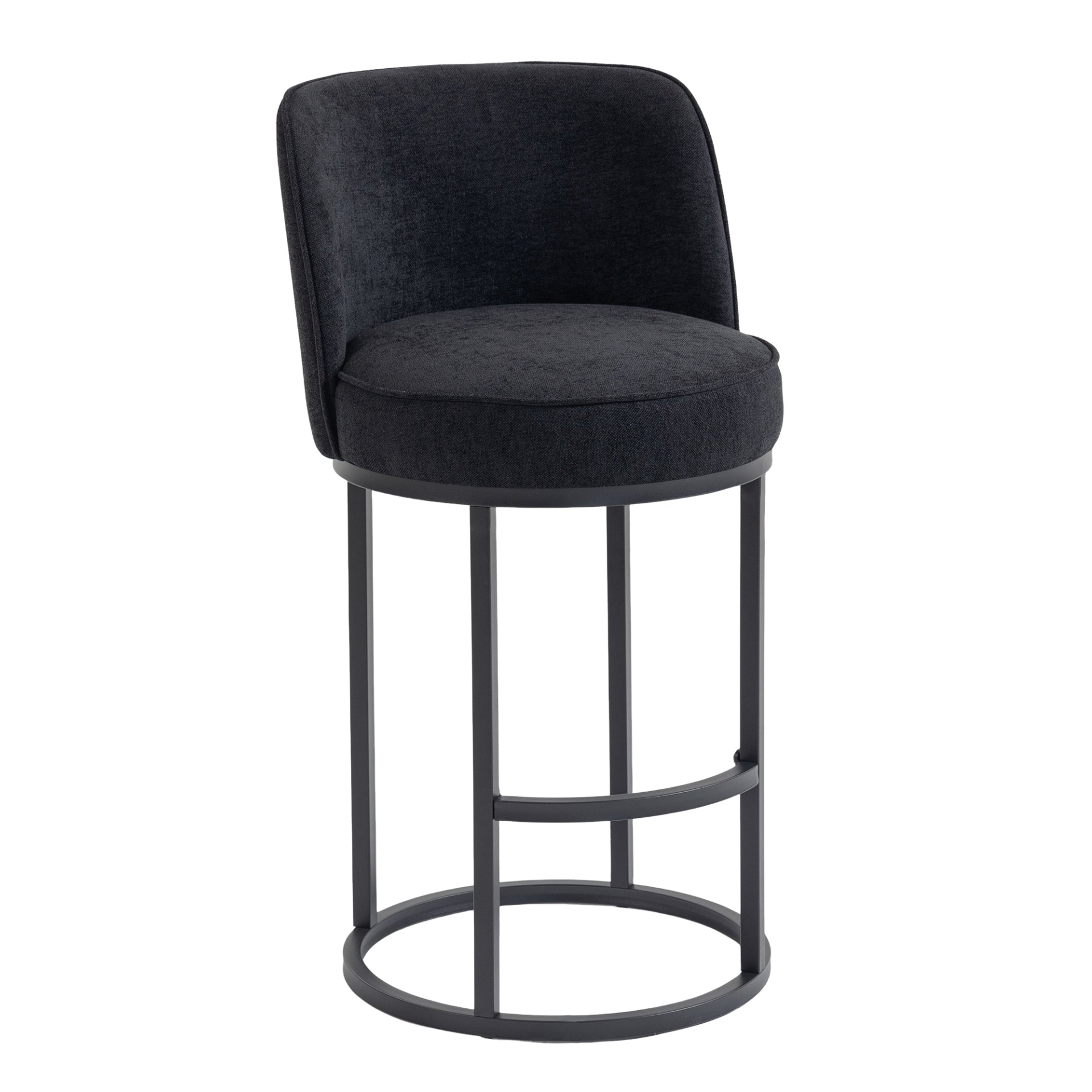 Start2Finish modern barrel upholstered accent bar stools with backrests, stylish home seating with plush fabric and sleek design.