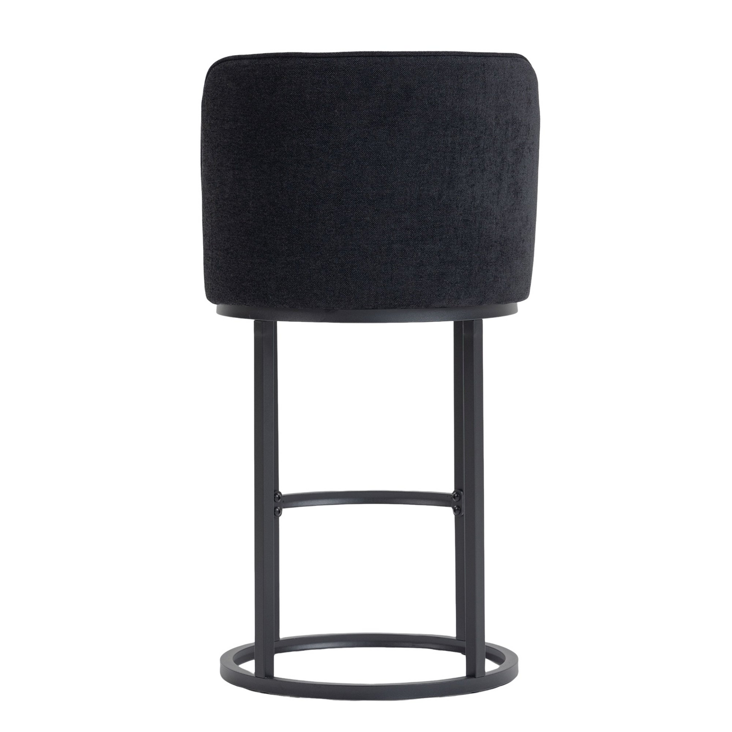 Start2Finish modern barrel upholstered accent bar stool with backrest, stylish home seating, fabric cushion and wooden legs.