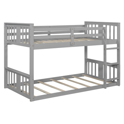 Twin over twin bunk bed by Start2Finish with ladder, featuring a modern space-saving design and durable construction.