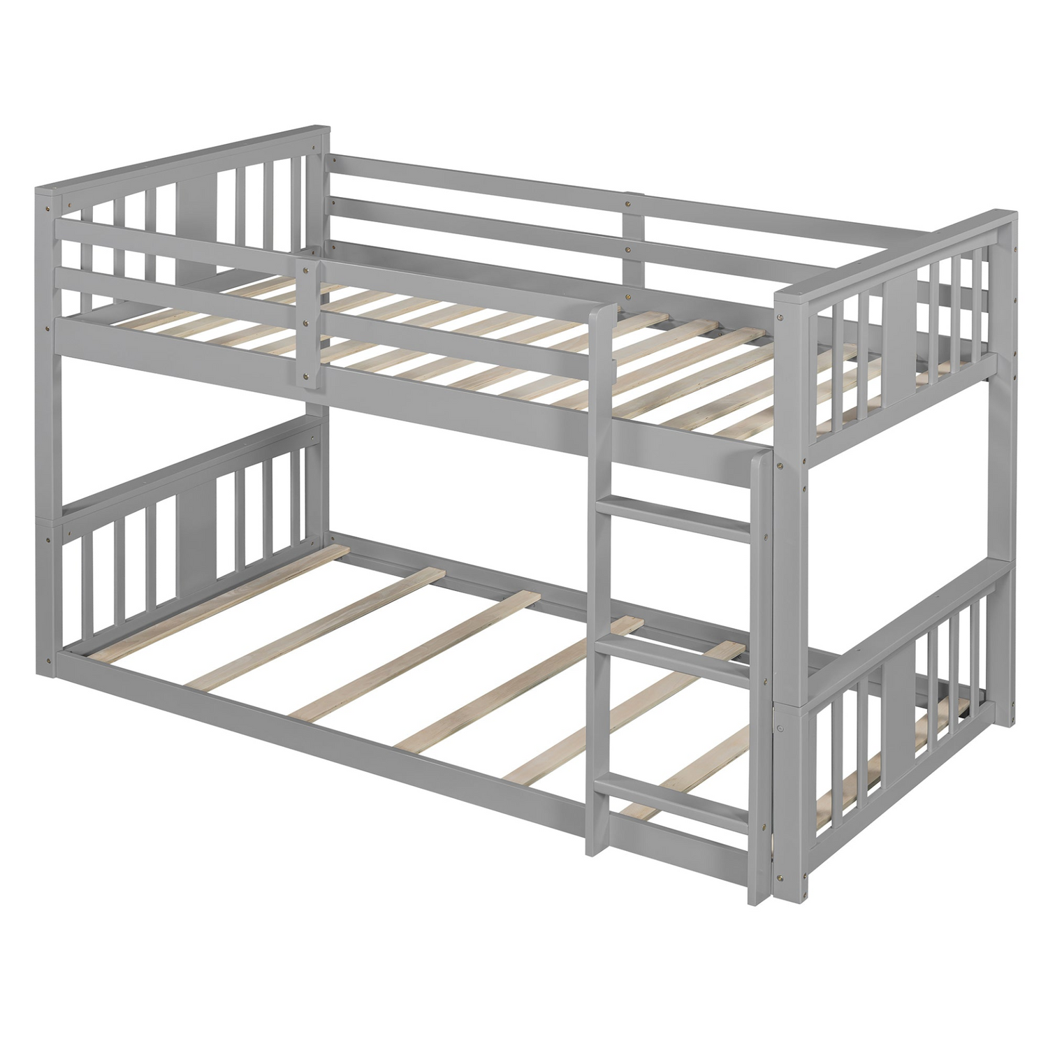 Start2Finish twin over twin bunk bed with ladder, modern space-saving design, featuring durable construction and sleek wooden finish.