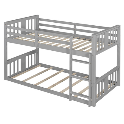Start2Finish twin over twin bunk bed with ladder, modern space-saving design, featuring durable construction and sleek wooden finish.
