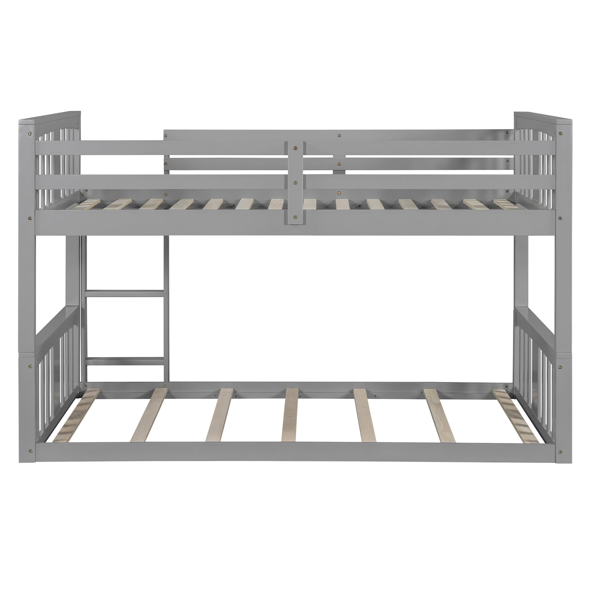 Start2Finish twin over twin bunk bed with ladder, space-saving modern design and durable construction in a bedroom setting.