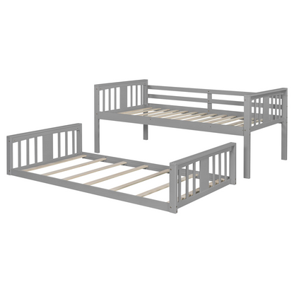 Start2Finish twin over twin bunk bed with ladder, modern space-saving design and durable construction, shown in a cozy bedroom setting.