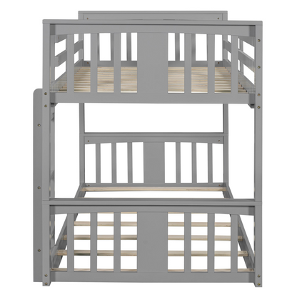 Start2Finish twin over twin bunk bed with ladder, space-saving modern design and durable construction, shown assembled in a bedroom setting.