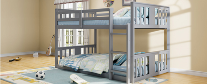Start2Finish twin over twin bunk bed with ladder, modern space-saving design and durable construction, shown with clean white finish