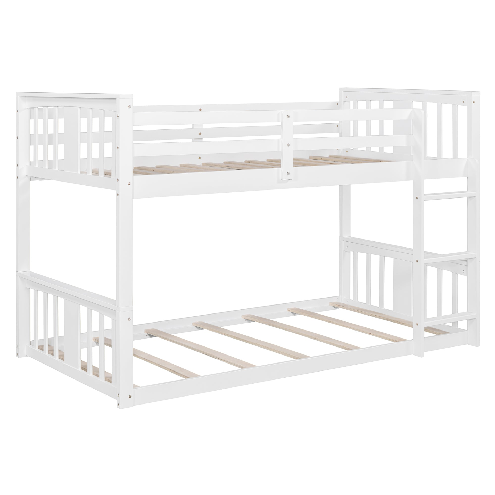 Start2Finish twin over twin bunk bed with ladder, modern space-saving design and durable construction, shown in a well-lit bedroom setting.