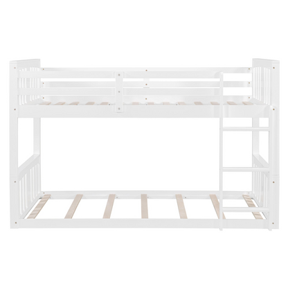 Start2Finish twin over twin bunk bed with ladder, space-saving modern design and durable construction, shown in a bedroom setting.