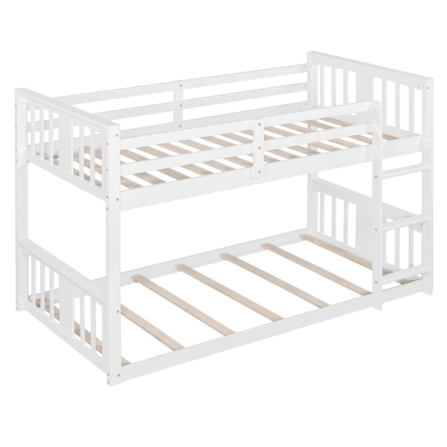 Start2Finish twin over twin bunk bed with ladder, featuring a modern space-saving design and durable construction in a bedroom setting.