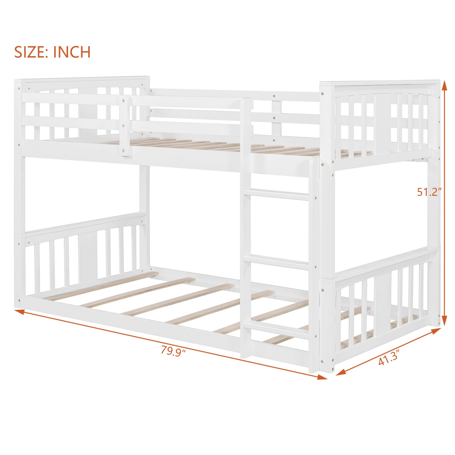Start2Finish twin over twin bunk bed with ladder, modern space-saving design and durable construction, shown in a well-lit bedroom setting.