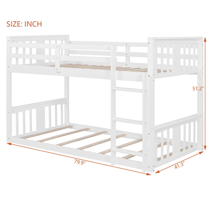 Start2Finish twin over twin bunk bed with ladder, modern space-saving design and durable construction, shown in a well-lit bedroom setting.