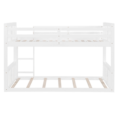 Start2Finish twin over twin bunk bed with ladder, space-saving modern design, sturdy construction in a bedroom setting