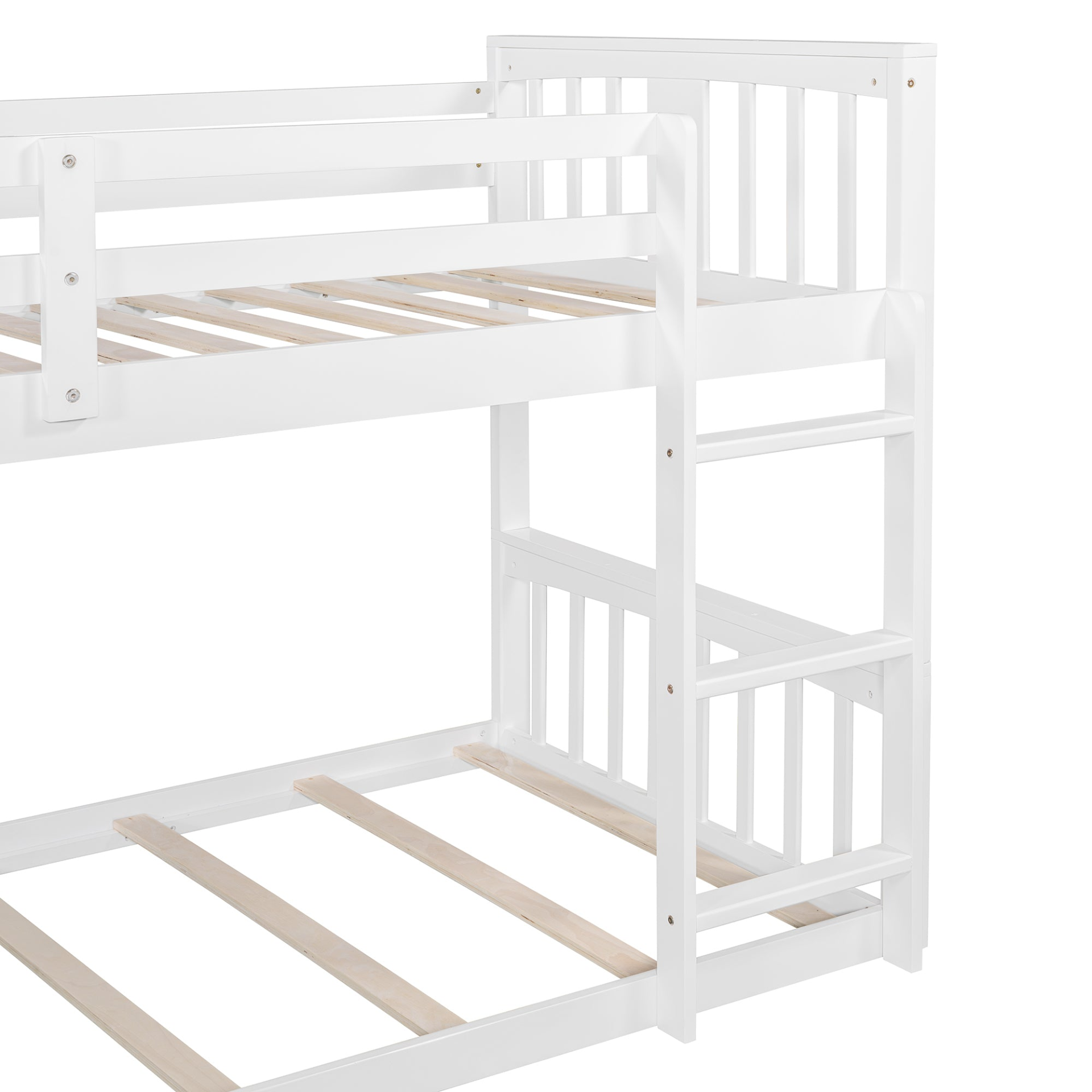 Start2Finish twin over twin bunk bed with ladder, space-saving modern design and durable construction, shown with clean white finish.