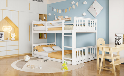 Start2Finish twin over twin bunk bed with ladder, showcasing modern space-saving design and sturdy construction in a bedroom setting.