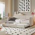 Start2Finish upholstered twin size daybed sofa bed with trundle and wood slat base, featuring plush fabric and sturdy frame.