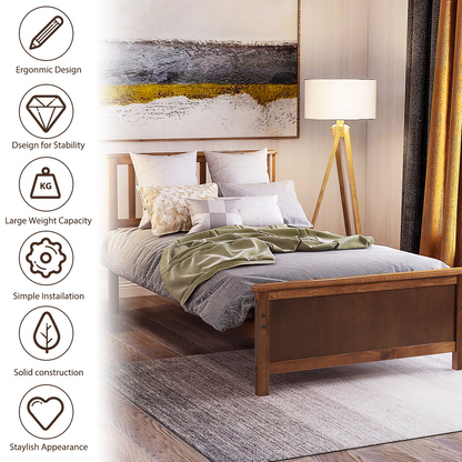 Start2Finish wood platform bed frame with headboard, footboard, and wood slat support shown in a modern bedroom setting.