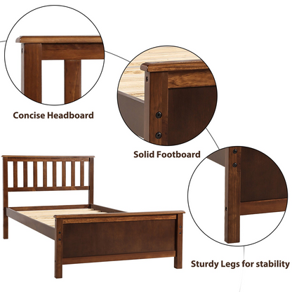 Start2Finish wood platform bed frame with headboard, footboard, and wood slat support for sturdy bedroom furniture.