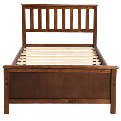 Start2Finish wood platform bed frame with headboard, footboard, and wood slat support for a sturdy, stylish bedroom centerpiece.