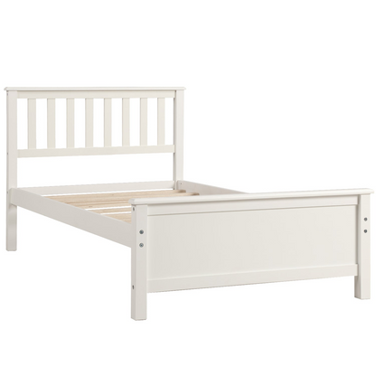 Start2Finish wood platform bed frame with headboard, footboard, and wood slat support for a sturdy bedroom foundation.