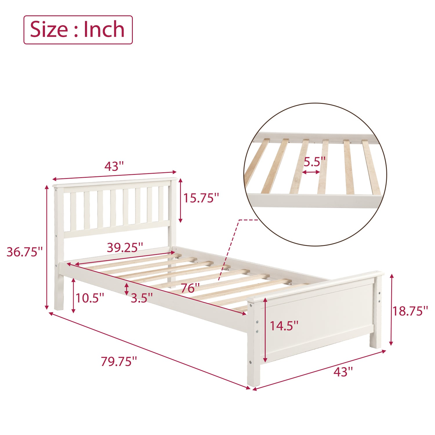 Wood platform bed frame with headboard, footboard, and wood slat support by Start2Finish, featuring a sturdy, natural wood finish.