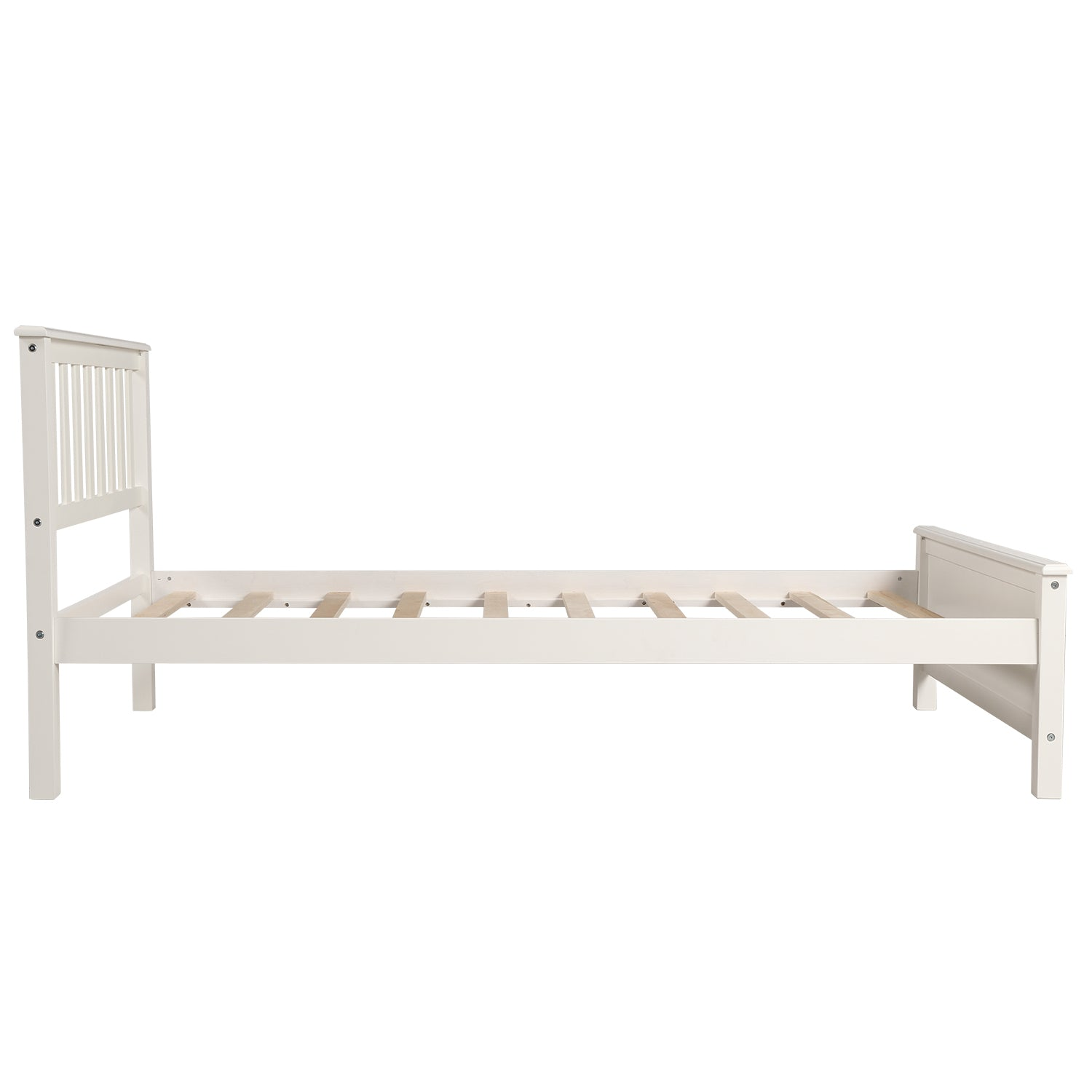 Start2Finish wood platform bed frame with headboard, footboard, and wood slat support for a sturdy, stylish bedroom foundation.