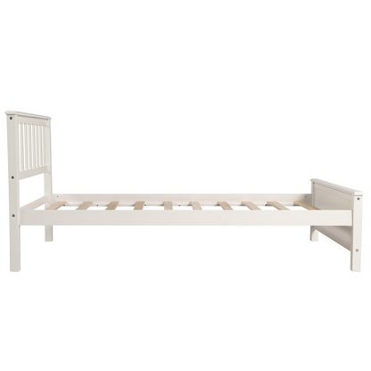 Start2Finish wood platform bed frame with headboard, footboard, and wood slat support for a sturdy, stylish bedroom foundation.