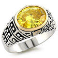 31419 - Reverse Two-Tone 925 Sterling Silver Ring with AAA Grade CZ