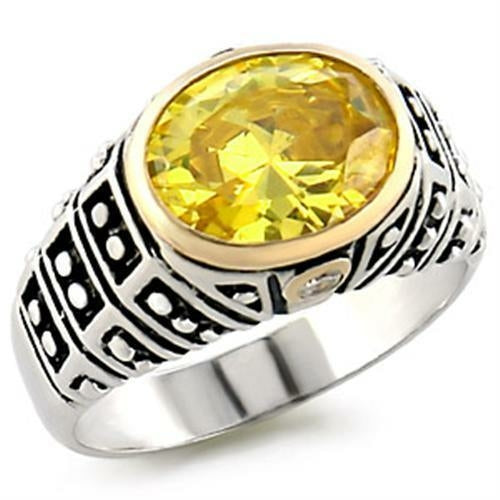 31419 - Reverse Two-Tone 925 Sterling Silver Ring with AAA Grade CZ