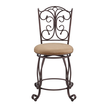 Start2Finish gathered back counter stool with wooden legs and cushioned seat, perfect for kitchen or bar area.