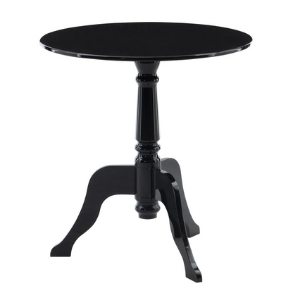 Black acrylic end table with a sleek, modern design by Start2Finish, featuring a smooth surface and sturdy base.