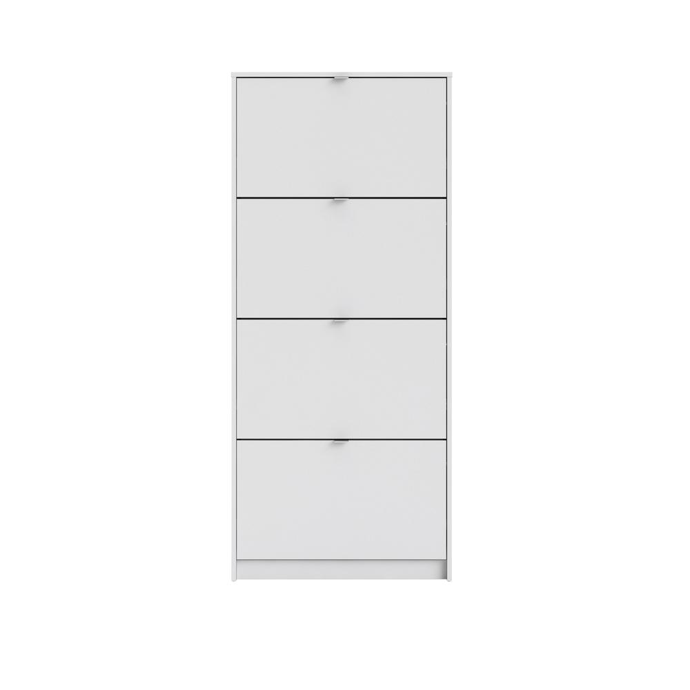 Bright white Start2Finish 4-drawer shoe cabinet with sleek design, ideal for organizing and storing footwear efficiently.