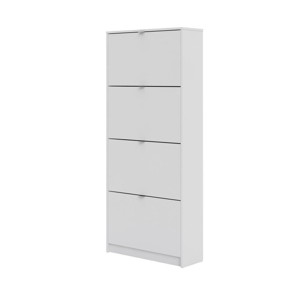Bright white Start2Finish 4-drawer shoe cabinet with sleek design and organized storage, shown with closed drawers.