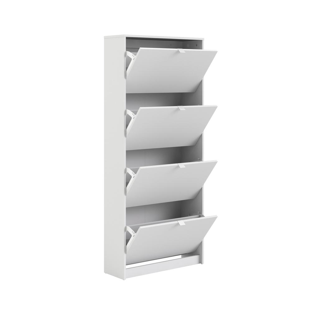Bright white Start2Finish 4-drawer shoe cabinet with sleek design and ample storage for organizing footwear.