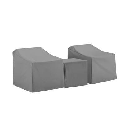 Start2Finish 3-piece outdoor furniture cover set with two armchair covers and an end table cover, protecting patio furniture from weather.
