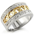 31812 - Reverse Two-Tone 925 Sterling Silver Ring with AAA Grade CZ
