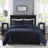 Harper 3-piece navy velvet quilt set by Start2Finish, featuring a plush quilt and matching pillow shams for a cozy bedroom decor