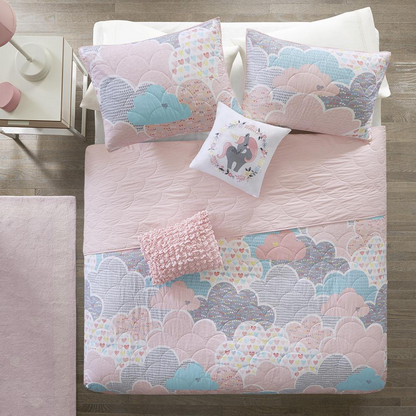 Reversible cotton quilt set with matching throw pillows from Start2Finish, featuring a cozy, stylish design in soft fabric.