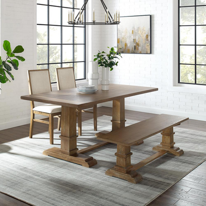 Joanna 4-piece dining table set by Start2Finish with a table, bench, and two upholstered chairs, ideal for family dining.