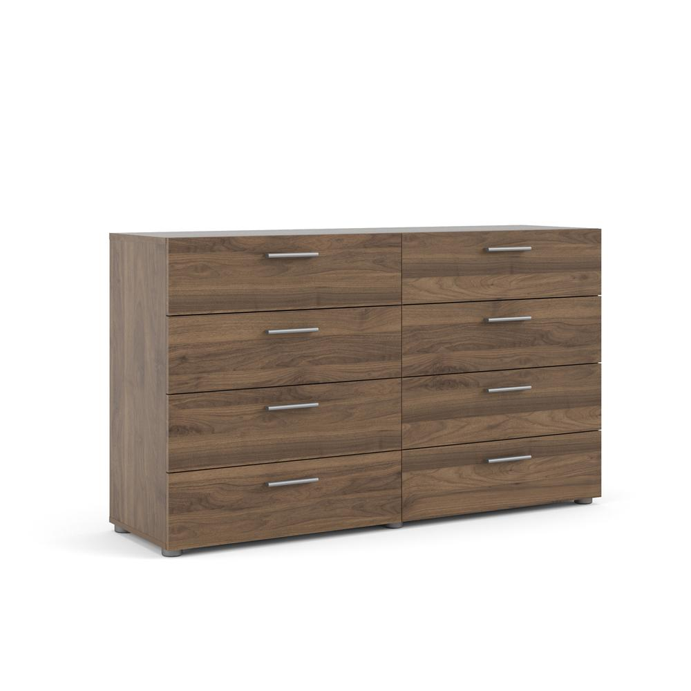 Start2Finish Austin 8-drawer walnut double dresser with sleek wood finish and modern design, featuring sturdy drawer handles.